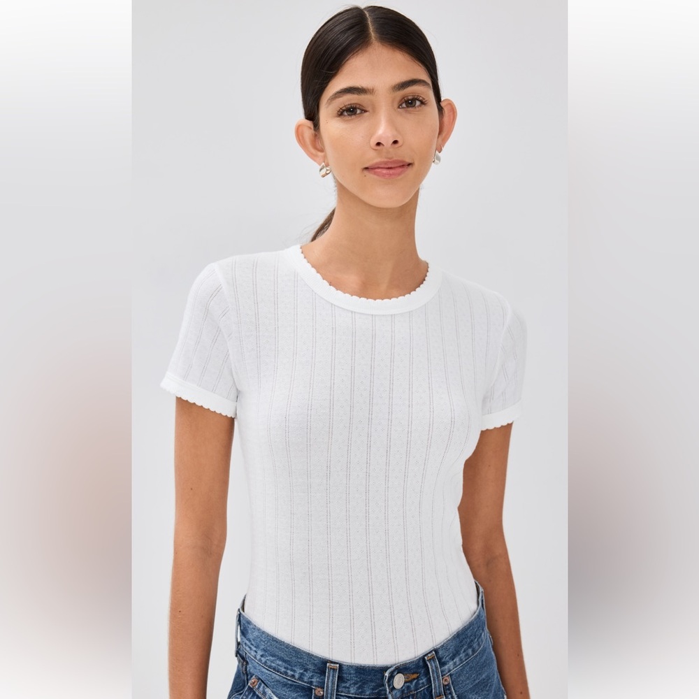LESET Pointelle Short Sleeve Shirt